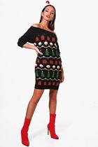 Boohoo Bethany Bardot Christmas Jumper Dress