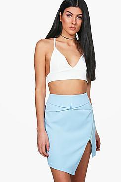 Boohoo Freya Woven Asymetric Zip Detail Mini Skirt