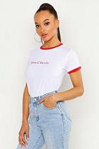 Boohoo French Slogan Ringer T-shirt