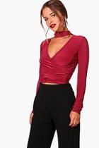 Boohoo Petite Sarah Slinky Wrap Top