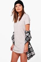 Boohoo Ziggy Nepp T-shirt Dress Stone