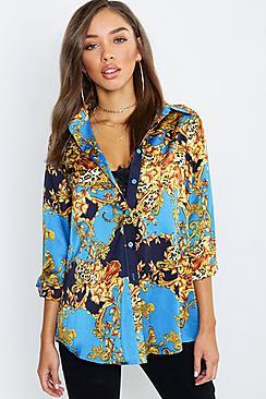 Boohoo Mixed Tiger Chain Oversized Shirt