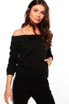 Boohoo Petite Bella Off The Shoulder Sweat Black
