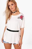 Boohoo Plus Amber Wrap Detail Embroidered T-shirt