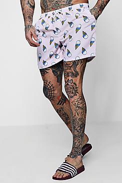 Boohoo Ice Cream Print Swim Shorts