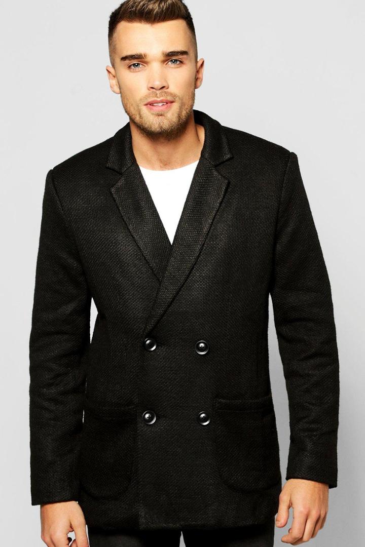 Boohoo Flecked Double Breasted Smart Blazer Black
