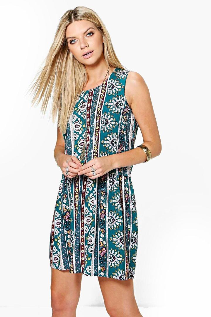 Boohoo Scarlett Tassel Trim Beach Dress Green