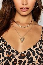 Boohoo Rosie Cheetah Head Design Choker Necklace