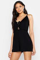 Boohoo Tall Lace Up Strappy Playsuit