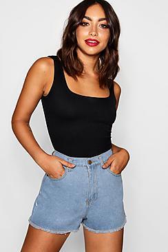 Boohoo High Waisted Denim Short