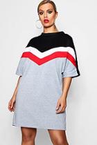 Boohoo Plus Becca Chevron Cap Sleeve Sweat Dress