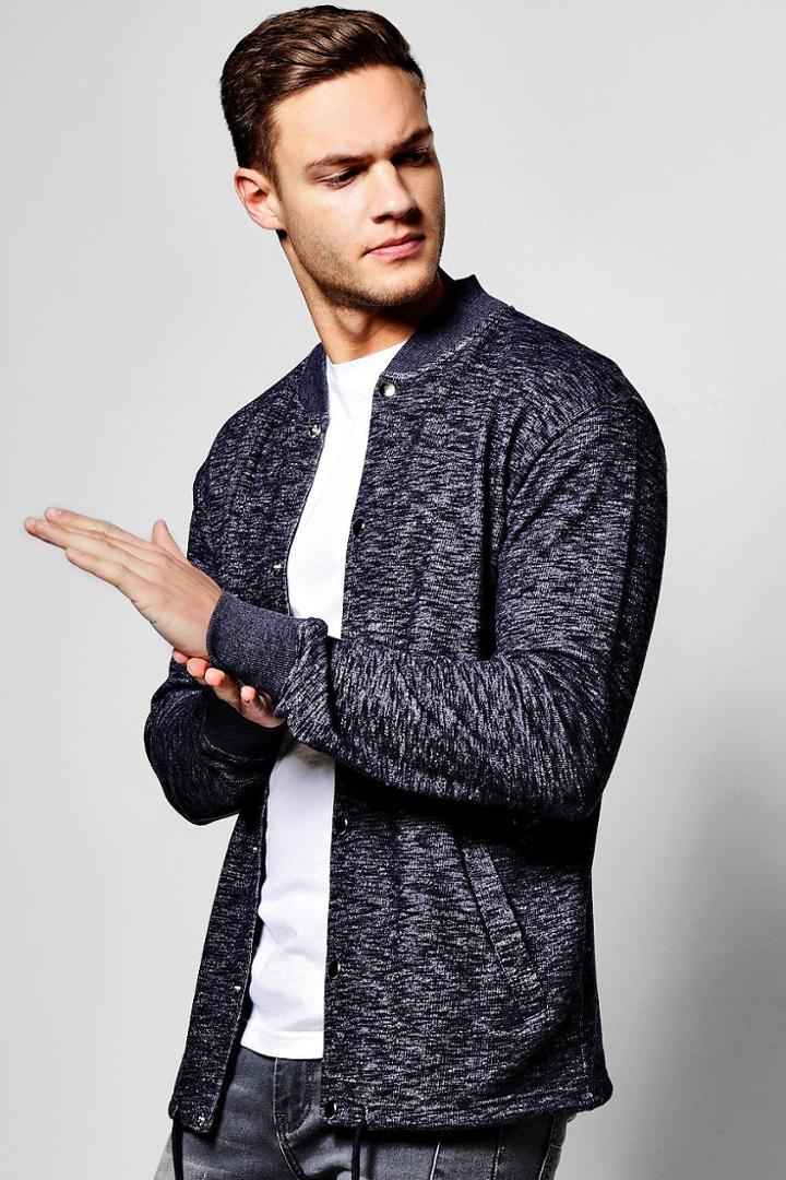 Boohoo Space Dye Bomber With Drawcord Hem Blue