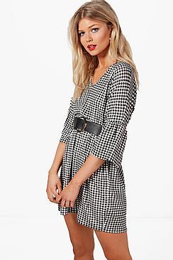 Boohoo Petite Naimh Gingham Smock Dress