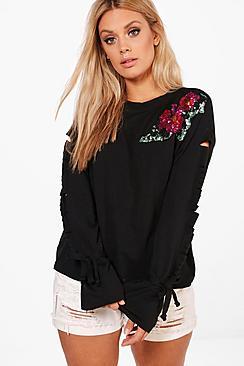 Boohoo Plus Katie Sequin Detail Sweat