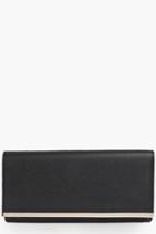 Boohoo Tiffany Pu Metal Bar Cutch Bag Black