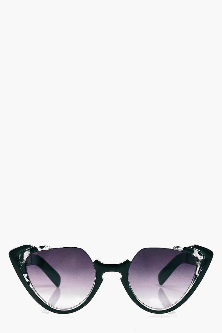 Boohoo Macey Marble Frame Cat Eye Sunglasses Black