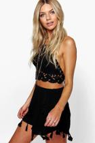 Boohoo Lyndasy Tassel Trim Woven Shorts Black