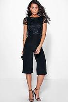 Boohoo Lace Overlay Culottes Jumpsuit