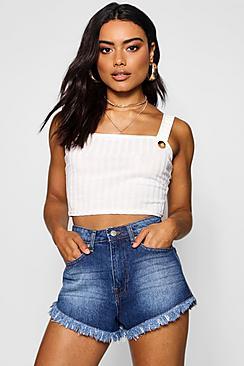 Boohoo Brienne Frayed Hem Denim Short