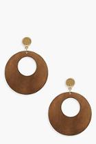 Boohoo Wooden Circle Earrings