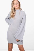 Boohoo Erin Wide Sleeve Jumper Dress Grey