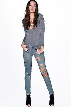Boohoo Tall Lucy Oversized Ripped Boyfriend Jean
