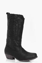 Boohoo Freya Stitch Detail Cowboy Boot Black