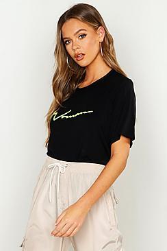 Boohoo Oversized Woman Script Slogan T-shirt