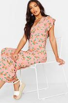 Boohoo Fruit Print Angel Sleeve Maxi Dress