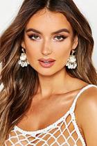 Boohoo Gold Stud Shell Drop Earrings