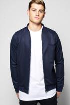 Boohoo Smart Lined Pique Zip Through Jacket Navy