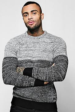 Boohoo Salt And Pepper Contrast Crew Neck Jumper