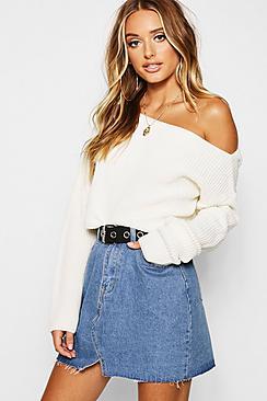 Boohoo Belted Denim Mini Skirt