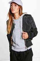 Boohoo Maisy Faux Fur Lined Bomber Jacket Black