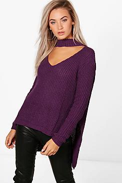 Boohoo Choker V Neck Oversized Jumper