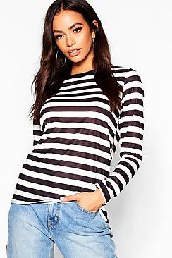 Boohoo Long Sleeve Oversized Stripe T-shirt