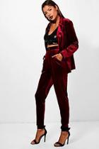 Boohoo Tiffany Premium Velvet Suit Trouser