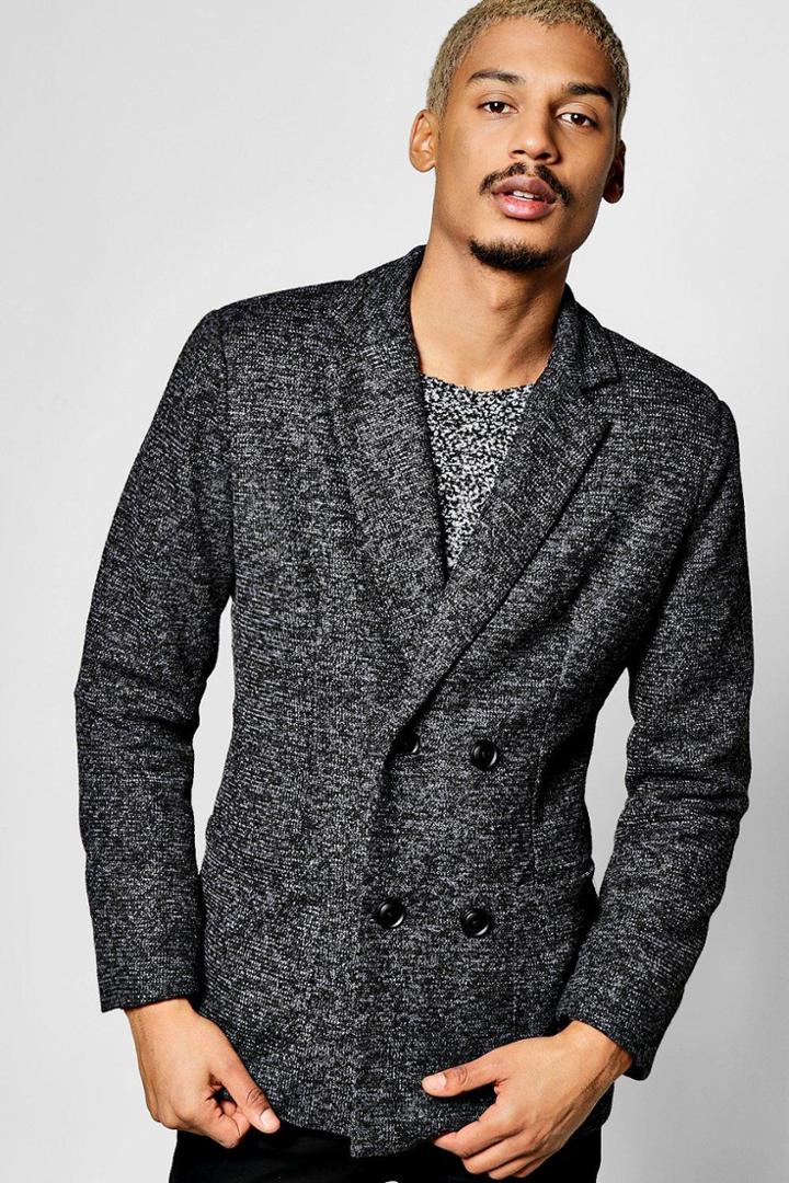 Boohoo Double Breasted Smart Blazer Charcoal