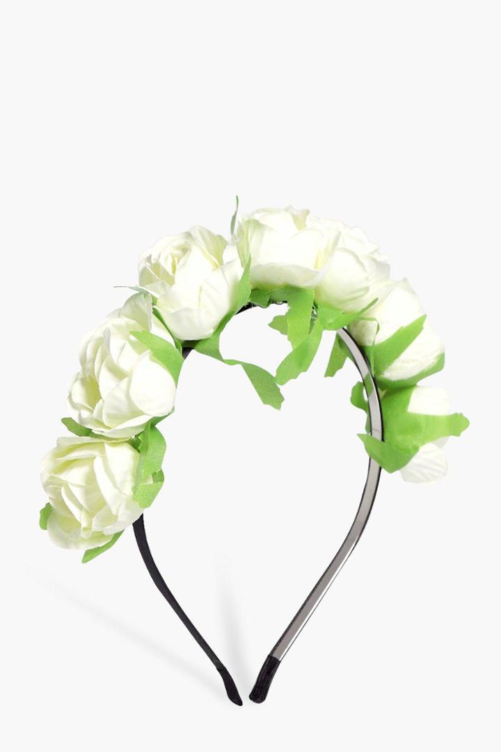 Boohoo Leila White Floral Headband White