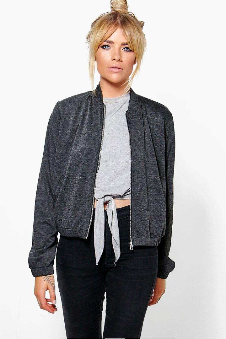 Boohoo Sofia Jersey Ma1 Bomber Charcoal