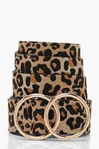 Boohoo Leopard Belt With Gold Double Ring