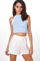 Boohoo Sophie Contrast Scallop Edge Halter Crop Sky