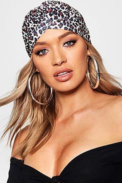 Boohoo Leopard Print Twist Knot Hat