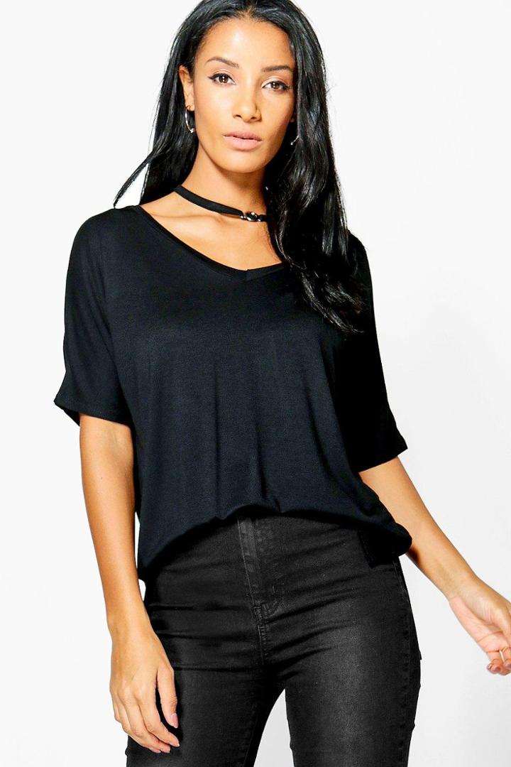 Boohoo Priya Strappy Choker Tee Black