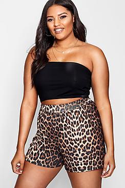 Boohoo Plus Lindsey Leopard Print Flippy Shorts