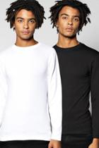 Boohoo Long Sleeve Muscle Fit T Shirt 2 Pack Multi