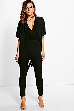 Boohoo Sarah Kimono Tie Top And Skinny Trouser Co-ord