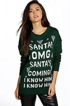 Boohoo Emmy Santa's Coming Christmas Jumper