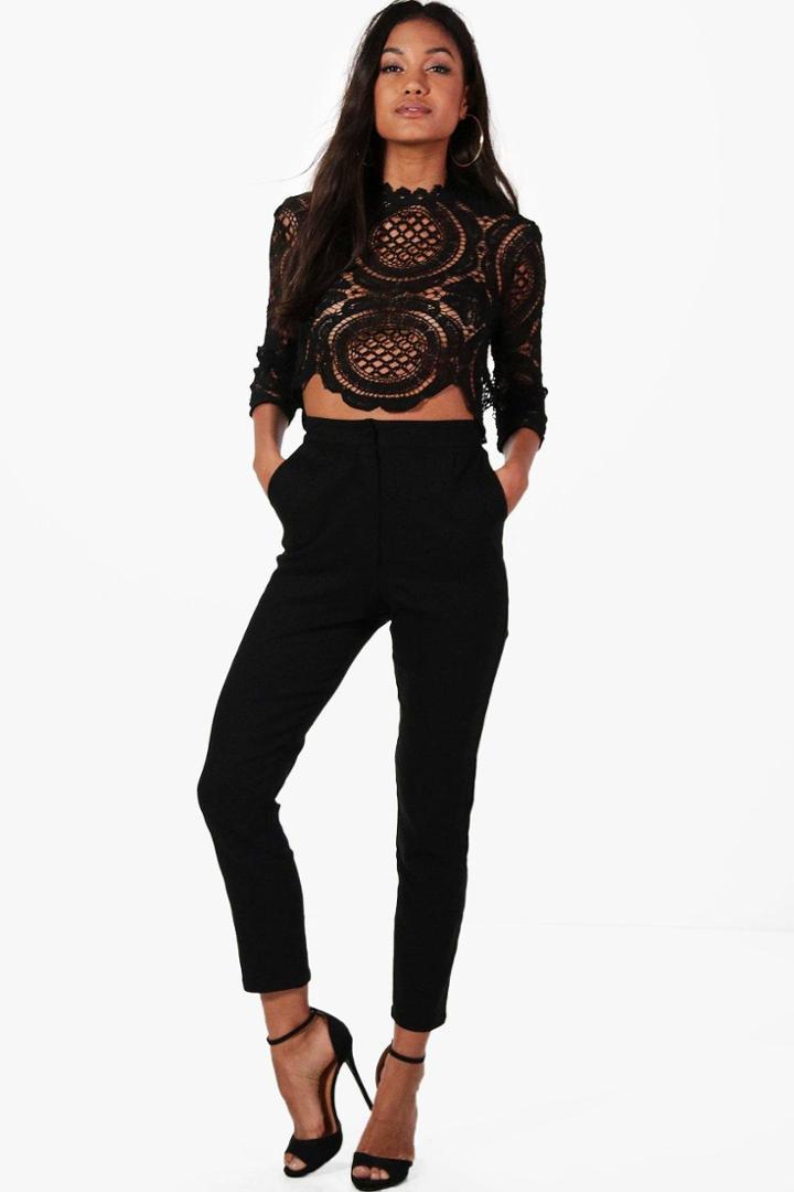 Boohoo Boutique Taylor Crop & Trouser Co-ord Set Black