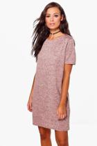 Boohoo Katie Brushed Knit T-shirt Dress Blush